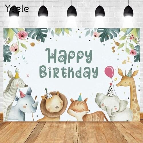 Yeele Safari Animal Wild One Birthday Party Backdrop Summer Jungle Vinyl Photography Background Photophone Photozone Photocall