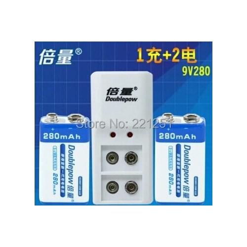 New1PCS 9v B09 charger+2PCS 280mah battery 9v rechargeable battery suit wireless microphone walkie-talkie battery