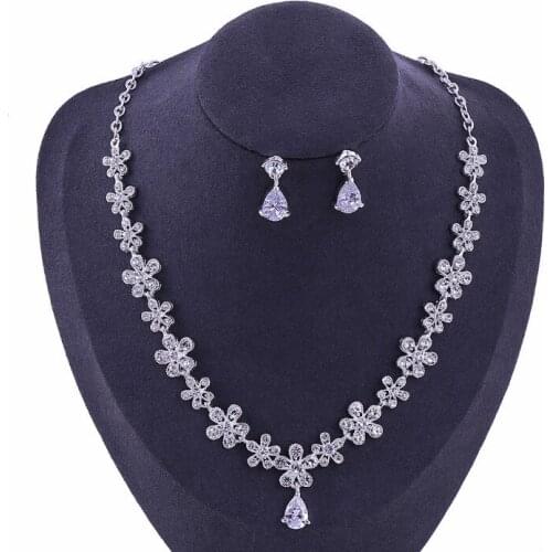 Ladies Fashion Simple Crystal Women Clip Earrings Necklace Set For Brides Women Wedding Prom Party Costume Jewelry Set
