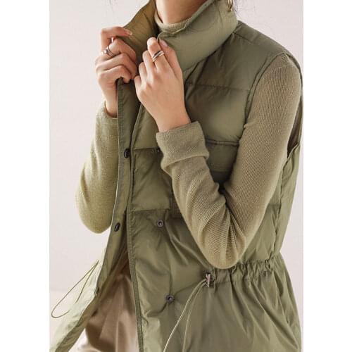Women Sleeveless Down Vest 2021 Autumn Winter Womens Ultra Light 90% White Duck Down Vest Drawstring Slim Warm Waistcoat