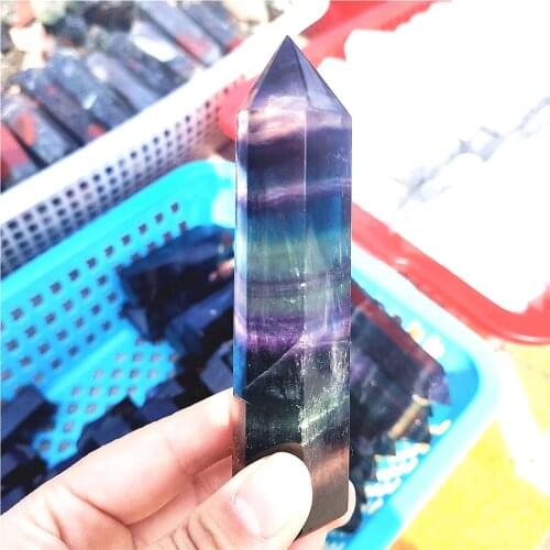 1-3pcs 70-100g Natural polished quartz rainbow fluorite wand point tower for home decoration