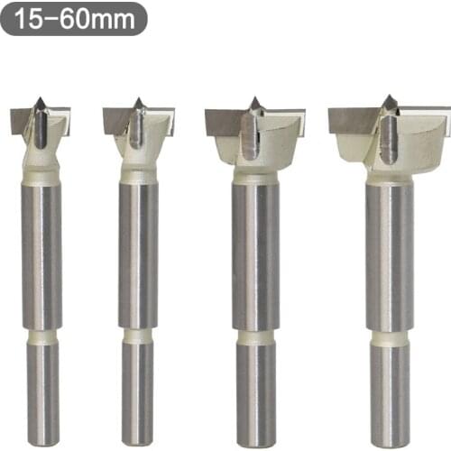 1pcs 15mm-60mm Forstner Tips Woodworking Tool Hole Saw Opener Cutter Hinge Boring Drill Bits Round Shank Tungsten Carbide Cutter