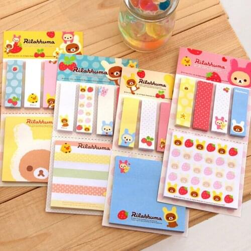 1PC Rilakkuma Cartoon Bear Sticky Notes memo Memo Pad School Supplies Planner Stickers Paper Bookmarks Korea Stationery