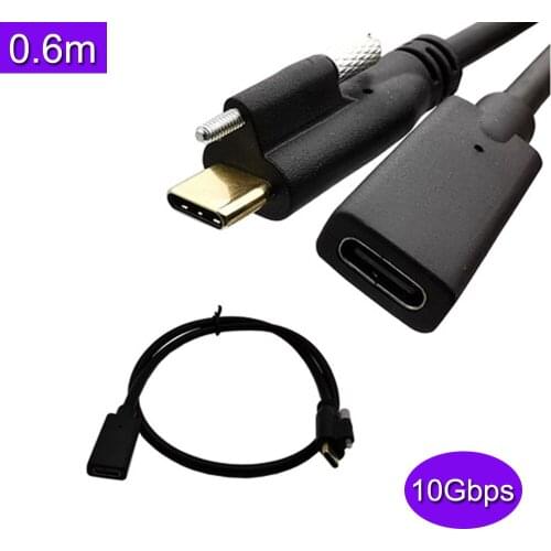 10Gbps 5A USB 3.1 Type-C Female to USB-C Male Data with screw Cable 0.6m