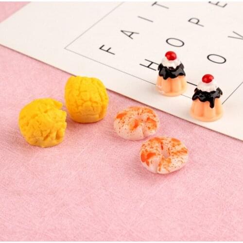 Popcorn shrimp chocolate ice cream diy resin cabochon jewelry accessories Kawaii Food Flatback ornament Clay beads charms 10pcs