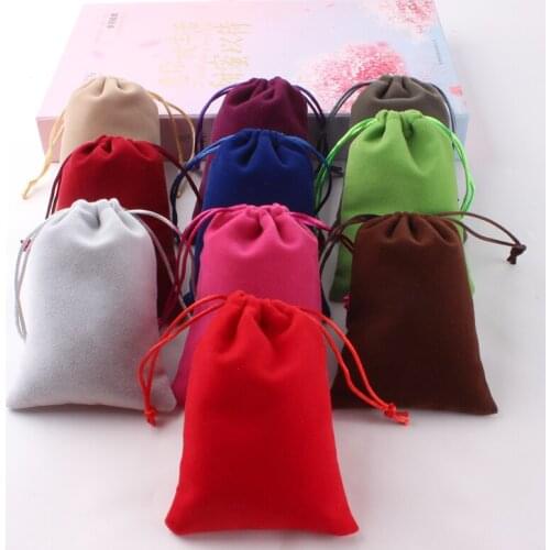 100pcs/lot wholesale small velvet jewelry pouch velvet gift drawstring storage packing pouch bag for accessories phone