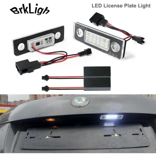 2Pcs No Error White LED Rear License Plate Light Car Accessories For Skoda Octavia II 1Z Facelift Rommester 5J Number Plate Lamp