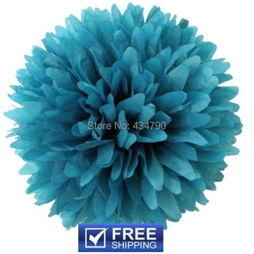 20pcs 14"(35cm) Tissue Paper Flower Balls Teal Blue-Nursery Party Pom Poms,weddings,receptions,decor,birthday-Choose Your Colors