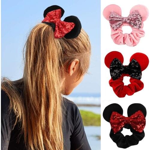 2021 Cute Velvet Hair Ring Autumn And Winter Sequined Bow Girl Velvet Yarn Head Baby Hair Band Girl Headdress Free Shipping