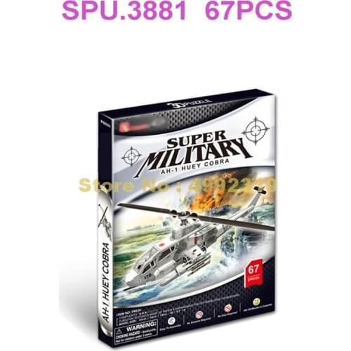 67pcs Military Ah-1 Huey Snake Helicopter 3d Paper Puzzle Toy