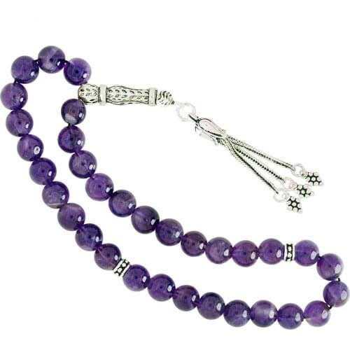 Amethyst Stone Silver Rosary With Free Shipping