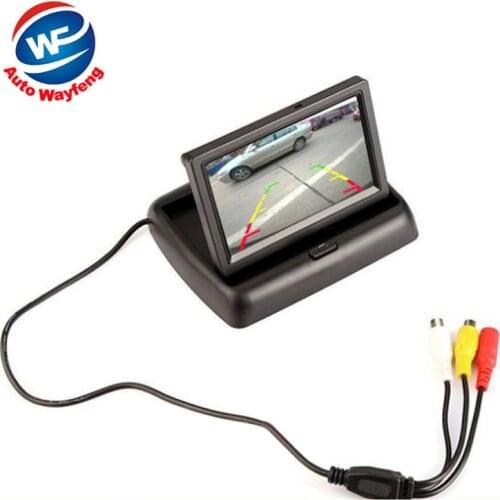 Free Shipping 2CH Video 4.3 " Foldable TFT LCD Color ccd CCD Car Rear View Camera Rearview Mirror Car Monitor