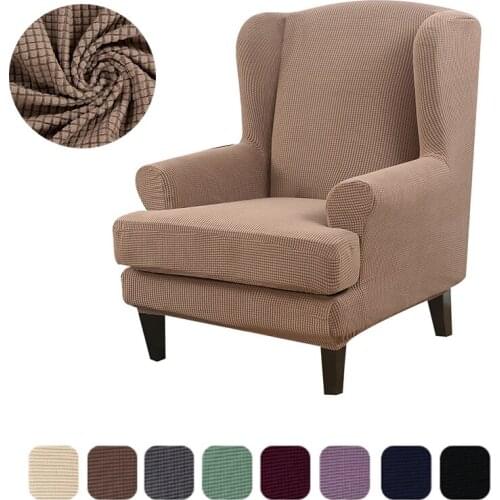 Wing Chair Slipcover Wingback Armchair Protective Cover Soft 2pcs/set Accessories Furniture Removable Elastic Leaves Printed