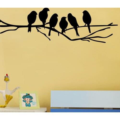 Black White Birds On The Tree Branch Wall Sticker For Living Room Wall Decals For Art Stickers Home Decoration Murals Removable