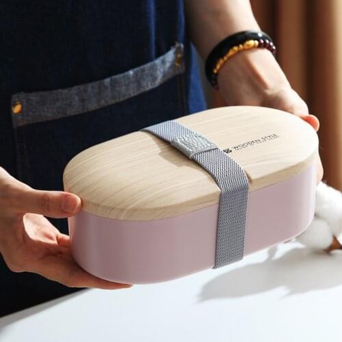 Nordic Style Wooden Lunch Box Sealed Leak-Proof Bento Box with Tableware for Student Office Worker Portable Microwave Lunchbox