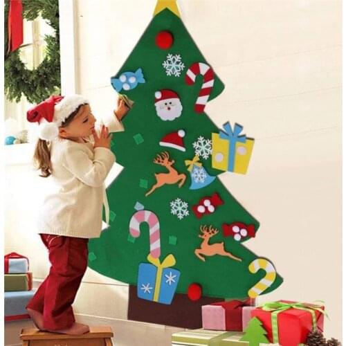 Kids DIY Christmas Tree Christmas Decoration For Home New Year Gifts Christmas Wall Ornaments Santa Claus Xmas Tree