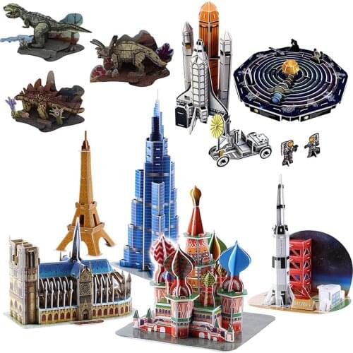 Kids City Logo Building Puzzle Toy World Famous Building Educational Puzzle Burj Khalifa Vasily Cathedral Notre Dame Puzzle Toys