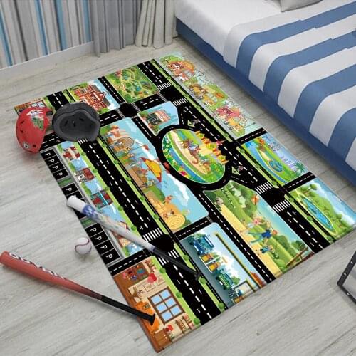 Home Decoration Bathroom Mat Soft Carpet Printing Kid Play Living Room Floor Anti Game Rug Rugs Mat Bedroom Flannel Slip
