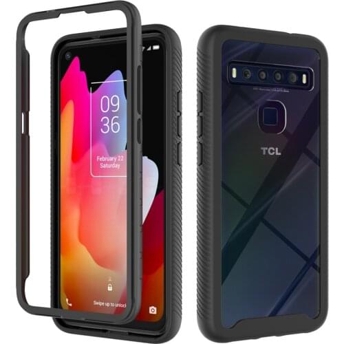 2 in 1 Hybrid Rugged Armor Shockproof Case For TCL 10L 20S 20 Pro 5G Soft TPU Hard PC Transparent Acrylic Protective Back Cover