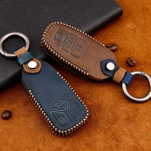 Hot Sale Super Quality 100% Leather Key Cover Case for Audi Q3 Q5 Sline A3 A5 A6 C5 A4 B6 B7 B8 TT 80 S6 C6 Auto Accessories