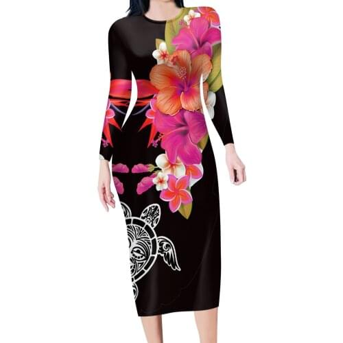 HYCOOL Animal Sea Turtle Ladies Clothes Polynesian Elegant Sexy Bodycon Women Dress 2021latest Design Fashion Femme Robe Vestido