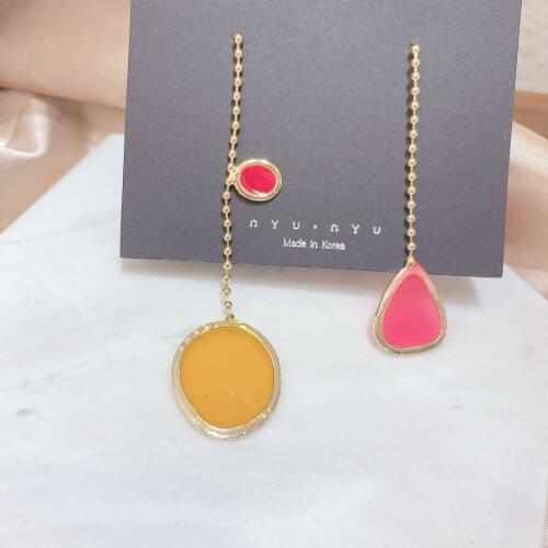 Water drop garnet earrings gemstones female genuine ear line