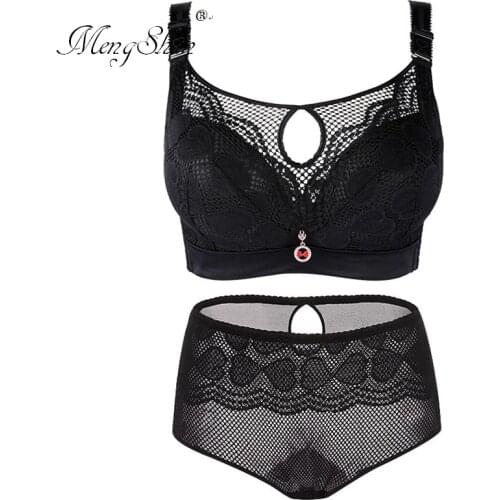 Underwear Suit Woman Sexy lace big size bra set Fat MM 100 kg breathable gathering lingerie femme plus size bra set 120D 52E