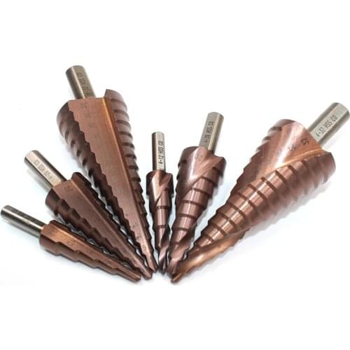 Step drill bits M35 cobalt metal tapered multi-function hole saw pagoda milling cutter 4-12mm 4-20mm 4-32mm HSS triangular shank