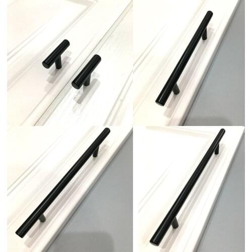 Space Aluminum Kitchen Cabinet Pulls T Bar Door Handles Drawer Knobs , Single Hole/ф 96mm/ф 128mm/ф 160mm
