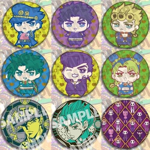 58MM Japanese Anime JOJO Bizarre Adventure Display Badge Fashion Cartoon Figure Brooches Pin Jewelry Accessories girls boys gift