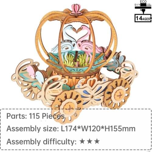 Pumpkin car music box Christmas gift Rotating music box 3D wooden pumpkin cart wood toys for children 3d puzzle interactive toys