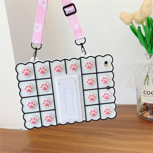 Pop Fidget Toys Bubble Case For Apple iPad Pro 11 10.2 10.5 9.7 2016 2017 2018 2019 2020 2021 Cartoon Paw Soft Silicone Cover