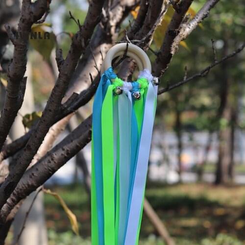 Newest 20pcs/lot Green and blue color wooden ring waldorf toys hand kite baby teether with sliver bell for birthday party
