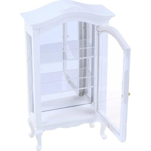 New 1/12 White Dollhouse Miniature Furniture Kitchen Dining Cabinet Cupboard Showcase Display Shelf