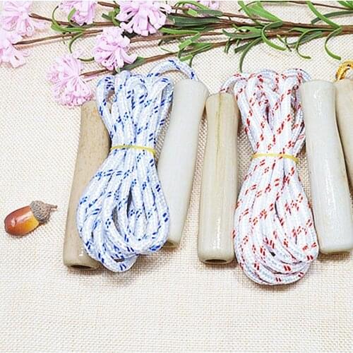 2021 New Wooden Sports Skipping Rope Kids Jump Rope Wood Grip Handle Children Fitness Equipment Gym Equipments Random Color