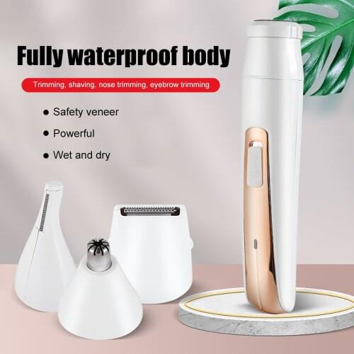 2021 New Womens Hair Removal Epilator Electric Shaver Lady Razor Facial Nose Eyebrows Body 4 in1 Hair Trimmer Cordless Painless
