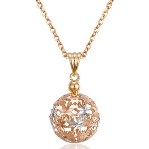 New AU750 Gold Pendant Women Hollow Ball Pendant 1.4g