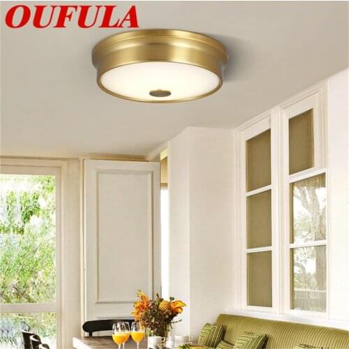 OUFULA Ceiling Lights Modern Copper LED Fashionable Decorative For Home Porch Living Room Dining Room Bedroom