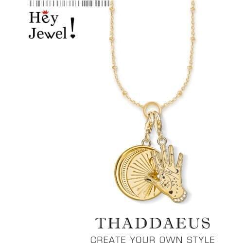 Charm Necklace Hand & Moon Star,2020 Spring Fashion Jewelry Europe Link Chain 925 Sterling Silver Vintage Gift For Women Men