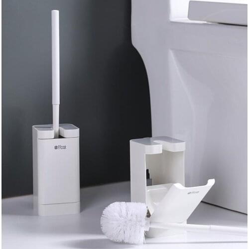 Portable Toilet Brush Durable Type Plastic Toilet Brush Holders Bathroom Accessories Nail free Wall mounted foldable Fashion