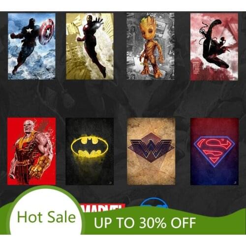 Disney Classic Marvel Movie Poster Canvas Painting Super Hero Thanos Superman Wall Art Captain America Boys Gift Home Room Decor