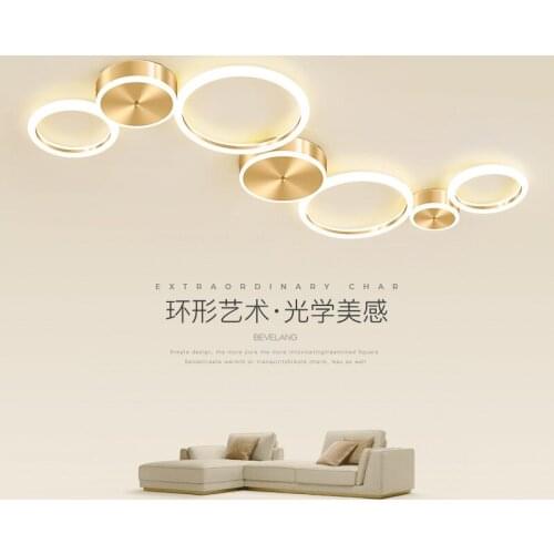 Postmodern Golden Ring LED Ceiling Lamp Living Room Decoration Ceiling Chandelier Nordic Simple Room Lamp Luxury Ceiling Lights