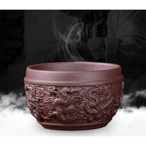 Purple Clay Kung Fu Master Cup Creative Embossed Dragon Tea Cup Ceramic Retro Office Water Cup Handmade Yixing Tea Set Drinkware