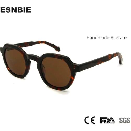 ESNBIE Brand Designer Acetate Vintage Sunglasses Men Round Glasses Women Trending Lentes De Sol Mujer Clear Shades Mens UV400