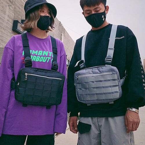Fashion street hip-hop waist bag tactical bag men and women functional chest bag tide cool chicken vest vest bag