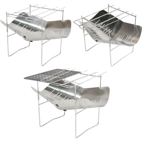 Ultralight Stainless Steel Outdoor Stoves Folding Camping Barbecue Rack Grilling BBQ Tools Removable Barbecue Stove for Hiking