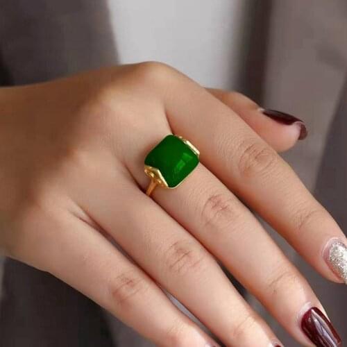 Vintage Palace Imitation Hetian JadeCloud Opening Adjustabl Ring Women Female Simple Sweet Ring Chinese Style Jewelry