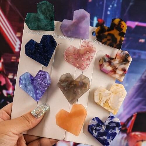 Fashion Acrylic Heart Shape Hairpins For Women Girls lovely Barrette Shell Shiny Hairgrip Hair Clips Headwear Hair Accessories