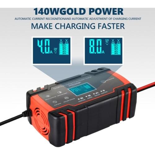 Automatic Car Battery Charger 12V Fully Intelligent Pulse Repair Motocycle Car Charger LCD Display Battery Jump Starter