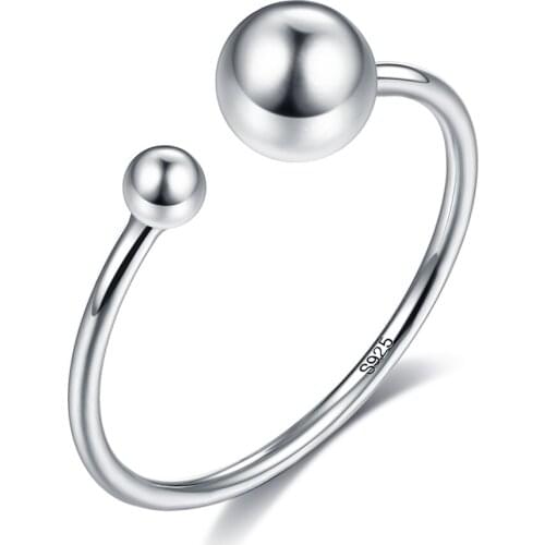 ZEMIOR 925 Sterling Silver Big And Small Balls Ring Minimalist Open Adjustable Finger Rings For Women Party Female Fine Jewelry